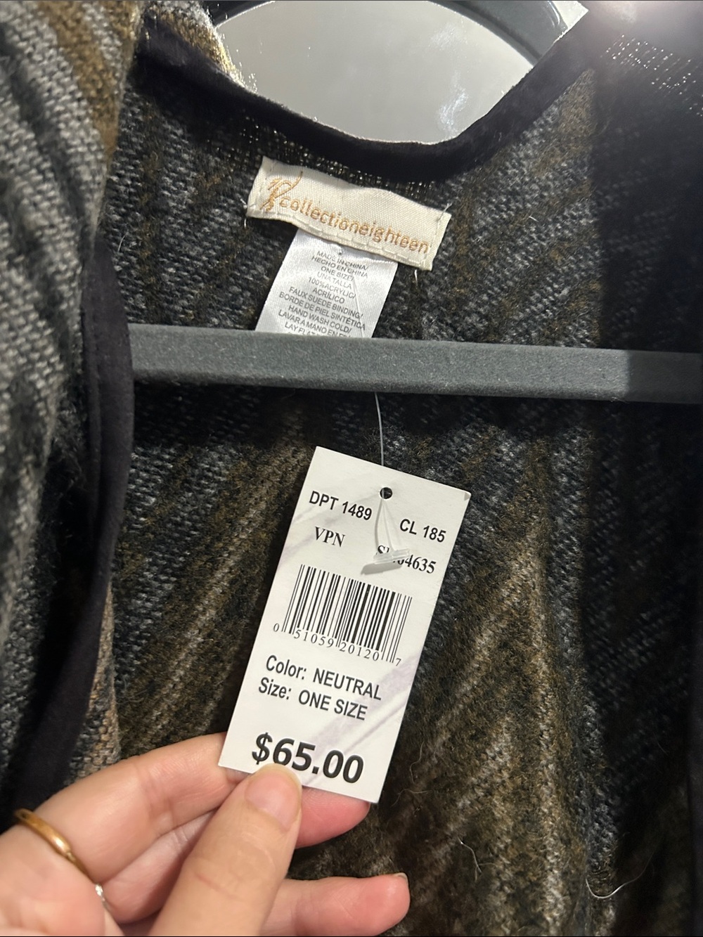 Chevron Knit Cape Poncho in Brown and Gray - Picture 2 of 4